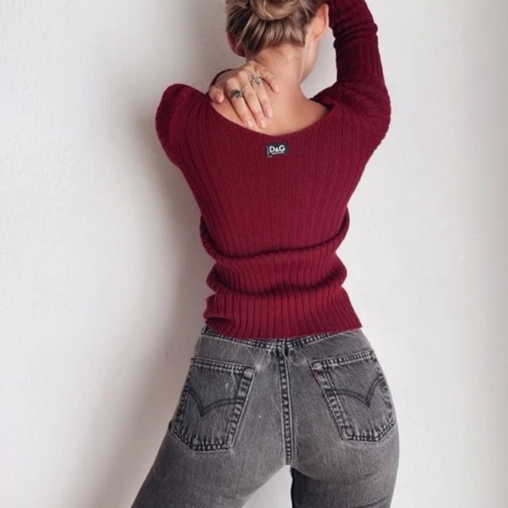 Vintage 90’s Dolce & Gabbana Burgundy Wool Sweater, Small/medium